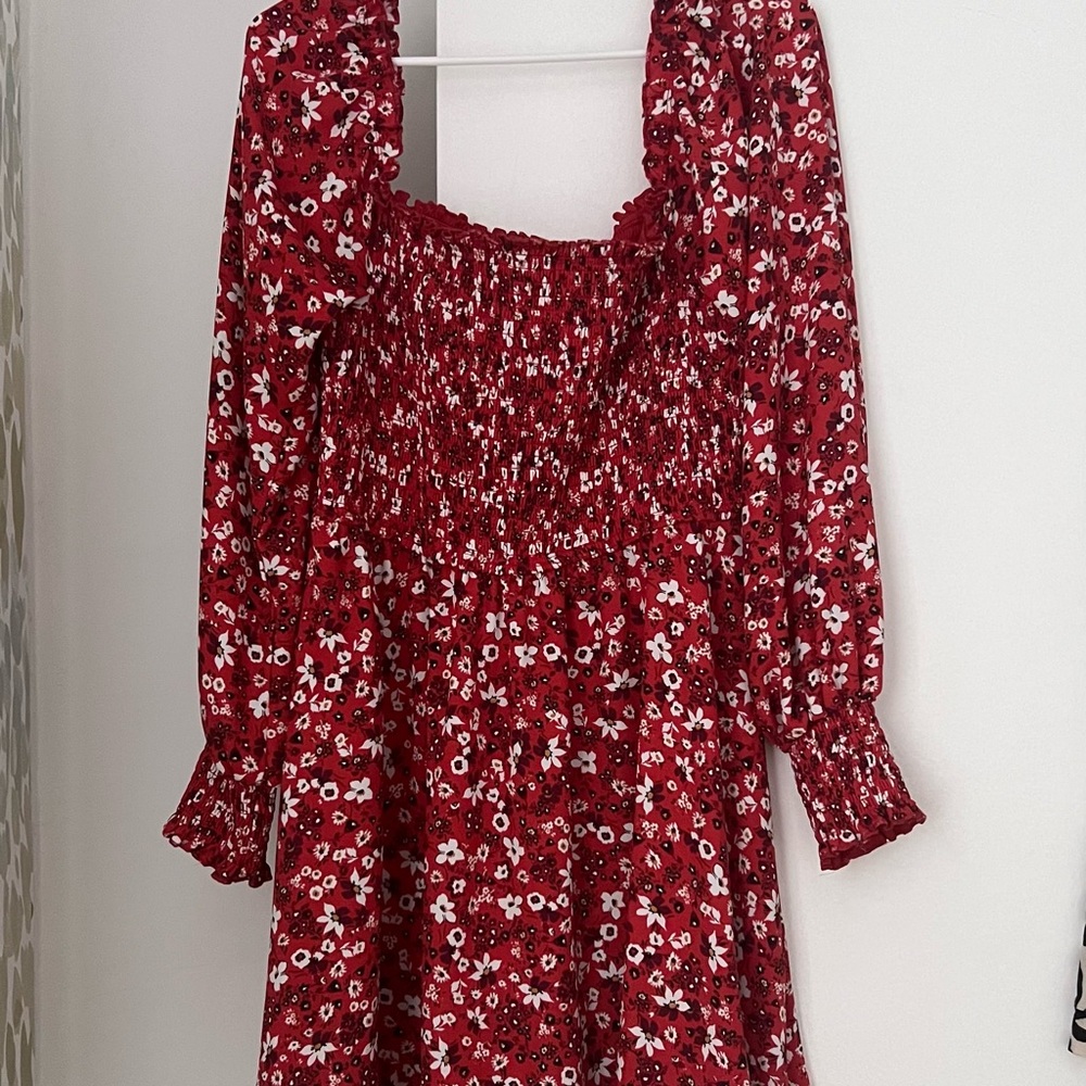 Band of gypsies red floral print mini dress